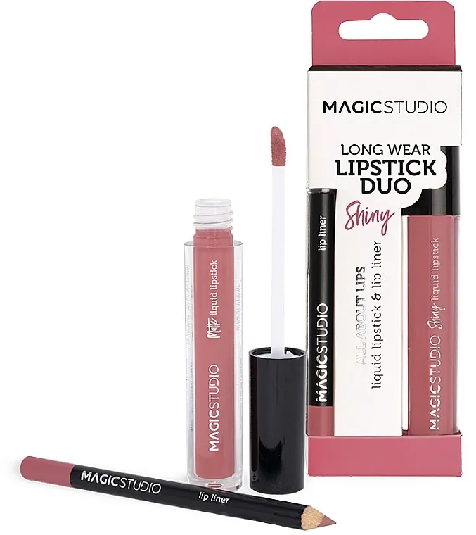 Set za usne, bordo Magic Studio Shiny Lipgloss + Lip Liner (lip/gloss/4g + lip/liner/1g)