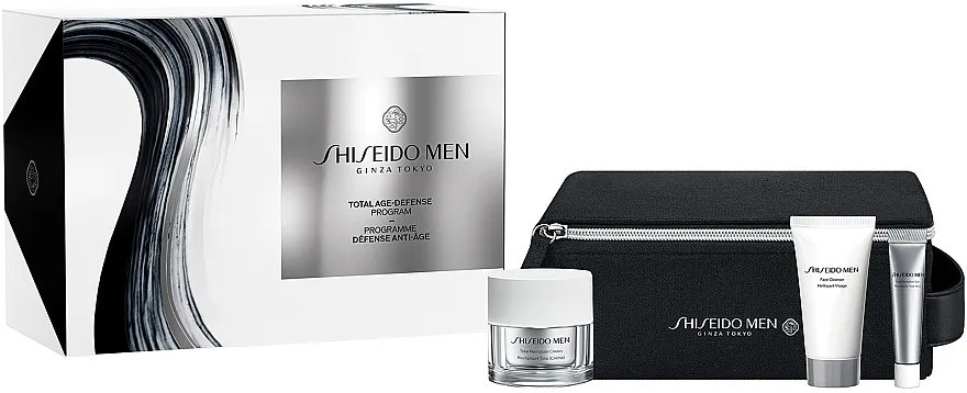 Shiseido Men Total Age-Defense Program (f/cr/50ml + cl/foam/30ml + eye/cr/5ml + bag) Set