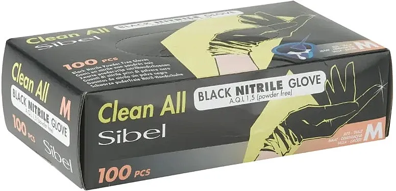 Sibel Clean All Powder-Free Nitrile Gloves Black Nitrilne rukavice, nepuderisane, crne, veličina M