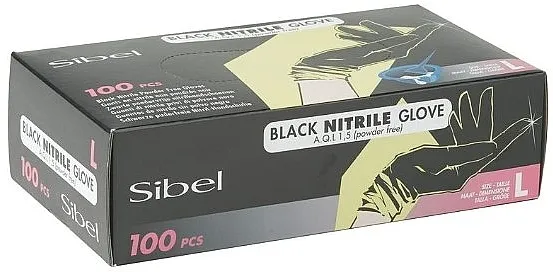 Sibel Clean All Powder-Free Nitrile Gloves Black Nitrilne rukavice, neprašnaste, crne, veličina L