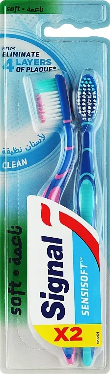 Signal Sensisoft Clean Soft Toothbrush Meka četkica za zube, 69570976, plava sa tirkiznom + plava sa roze