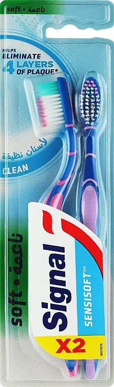Signal Sensisoft Clean Soft Toothbrush Meka četkica za zube, 69570976, plava sa ljubičastim + plava sa roze