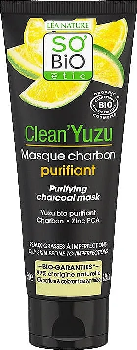 So'Bio Etic Clean'Yuzu Purifying Charcoal Mask Pročišćavajuća maska za lice od drvenog ugljena