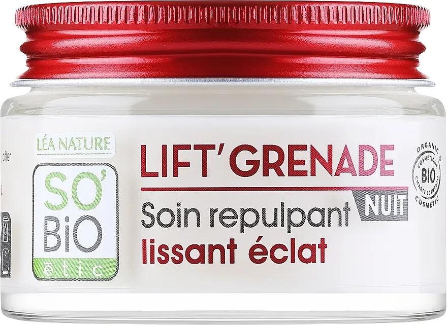 So'Bio Etic Lift'Grenade Plumping &amp; Smoothing Night Cream Noćna krema za učvršćivanje i zaglađivanje kože lica