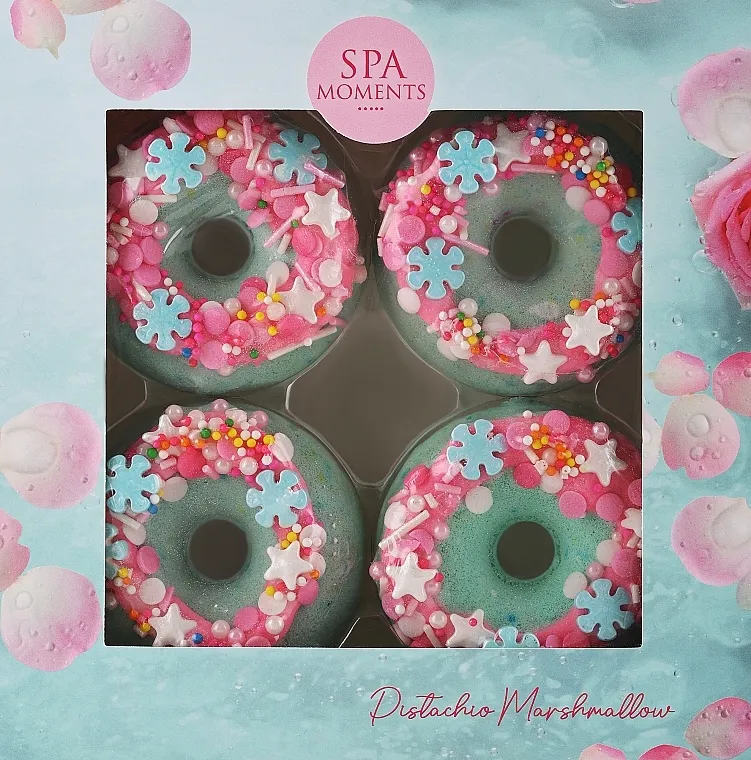 Spa Moments Fizzy Bath Pistachio Marshmallow (b/bomb/4x60g) Set kugli za kupanje