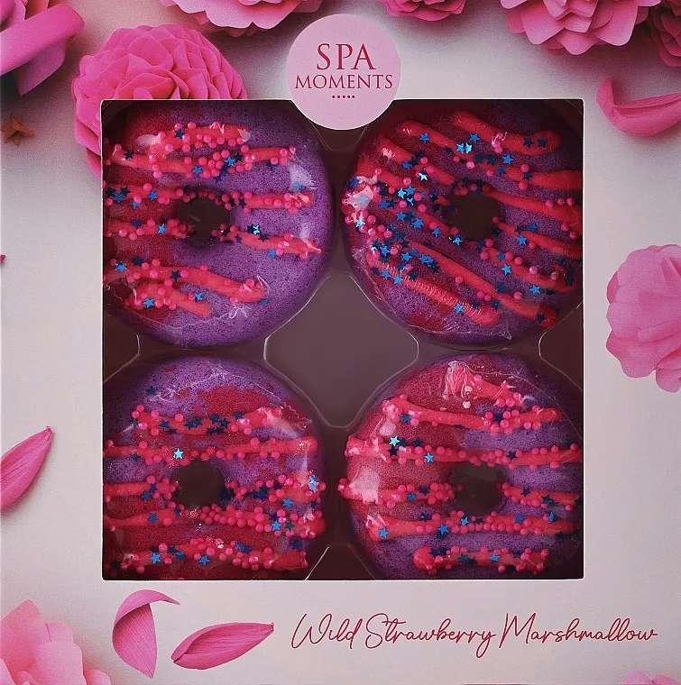 Spa Moments Wild Strawberry Marshmallow Fizzy Bath Donuts Kugle za kupanje, krofne