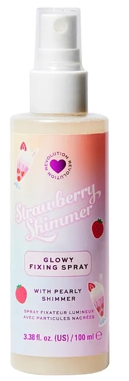 Sprej za setovanje šminke I Heart Revolution Strawberry Shimmer Glowy Fixing Spray