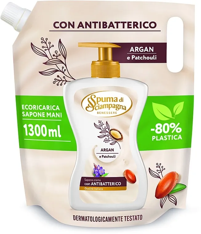 Spuma di Sciampagna Argan &amp; Patchouli Liquid Soap Refill Antibakterijski tečni sapun „Argan i pačuli” (doypack)