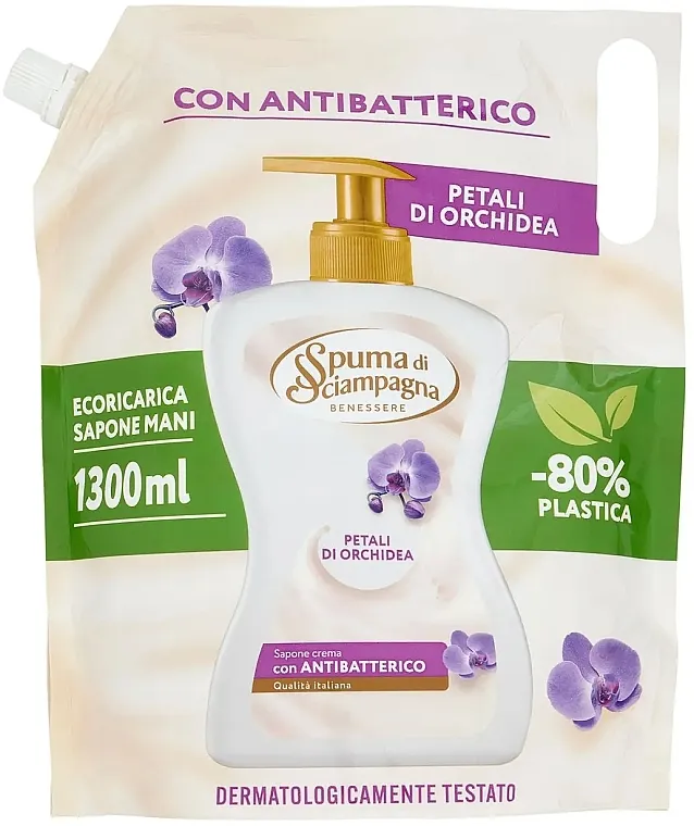 Spuma di Sciampagna Orchid Petals Liquid Soap Refill Antibakterijski tečni sapun Latice orhideje (doypack)