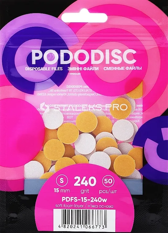Staleks Pro Bele uklonjive datoteke na mekoj podlozi za pedikir disk "Pododisk", S,240 peska