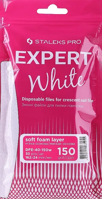 Staleks Pro Expert 40 White (30kom) Set uklonjivih datoteka za mekanu mjesečevu datoteku, bijele, 150 pijeska, 30 kom.