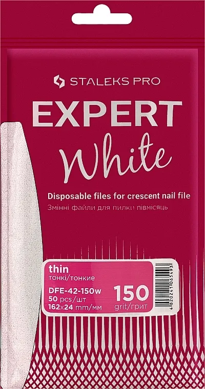 Staleks Pro Expert 42 White (50kom) Set uklonjivih datoteka za polumjesečevu datoteku, bijele, 150 pijeska, 50 kom.