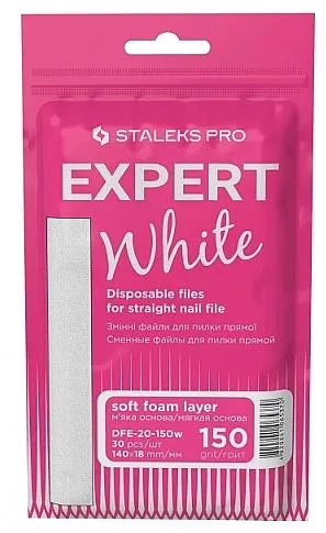 Staleks Pro Expert White 20 Set zamenljivih navlaka za ravnu turpiju na mekoj bazi, bele, 150 grit, 30 komada