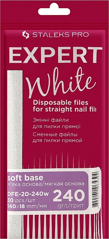 Staleks Pro Expert White 20 Set zamenskih dodataka za ravnu turpiju sa mekom podlogom, beli, 240 grit, 30 kom.