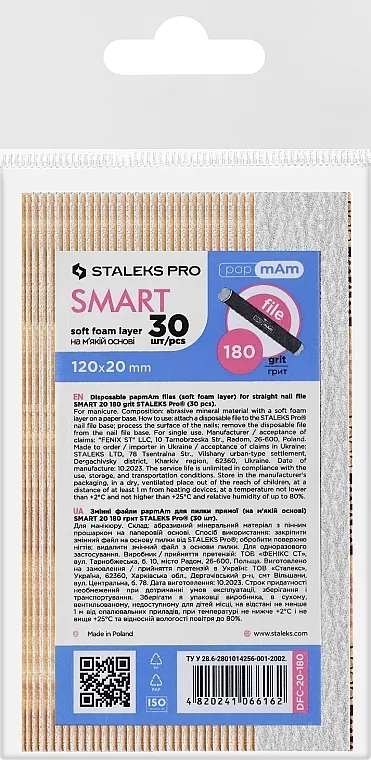 Staleks Pro Smart 20 Soft Foam Layer Set izmjenjivih turpija za ravnu turpiju na drvenoj podlozi, 180 grit, 30 kom