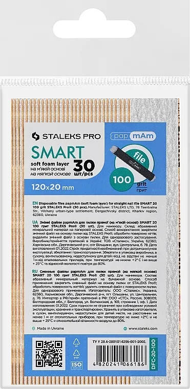 Staleks Pro Smart 20 Soft Foam Layer Set izmjenjivih turpija za ravnu turpiju na drvenoj podlozi, 100 grit, 30 kom