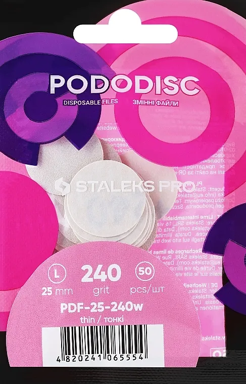 Staleks Pro Zamjenjive datoteke za disk za pedikuru "Pododisc", L, bijela, 240 pijeska, 50 kom.
