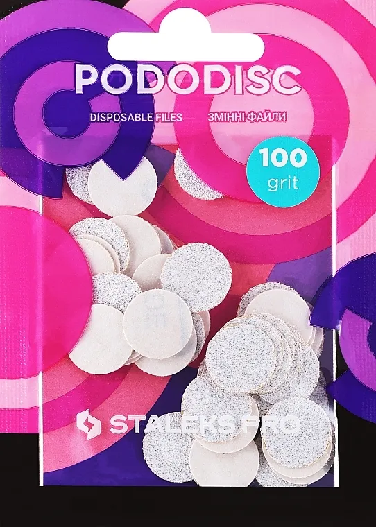 Staleks Pro Zamjenjive datoteke za disk za pedikuru "Pododisc", S, bijela, 100 zrna, 50 kom.