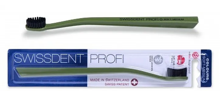 SWISSDENT Profi Colours Soft-Medium Toothbrush Green&amp;Black Četkica za zube, srednje meka, zelena