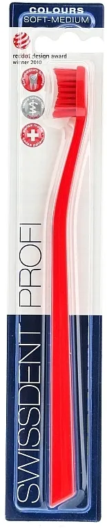 SWISSDENT Profi Colours Soft-Medium Toothbrush Red&amp;Red Četkica za zube, srednje meka, crvena