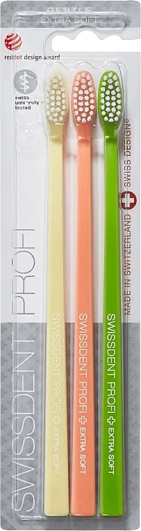 Swissdent Profi Gentle Extra Soft Set četkica za zube, extrasoft, žuta + narandžasta + zelena