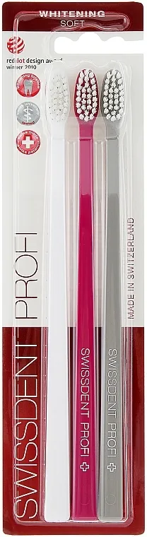 Swissdent Profi Gentle Extra Soft Trio-Pack Set četkica za zube, extra meke, crvena, siva, bijela