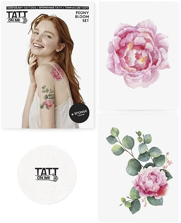 TATTon.me Peony Bloom Set Privremene tetovaže