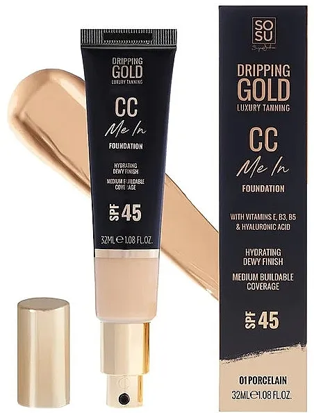 Tečni puder Sosu Cosmetics Dripping Gold CC Me In Foundation SPF45