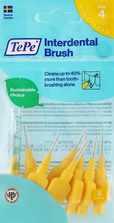TePe Interdental Brush Size 4 Yellow 0.7mm Set međuzubnih četkica