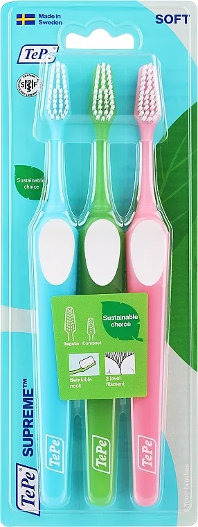 Tepe Mini Extra Soft Set četkica za zube, plava+zelena+roza