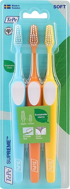 Tepe Supreme Soft Set četkica za zube, plava + narandžasta + žuta