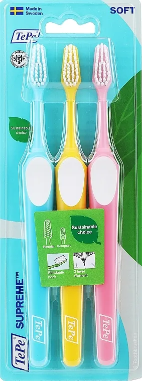 Tepe Supreme Soft Set četkica za zube plava + žuta + roze