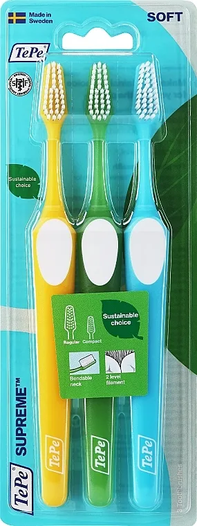 Tepe Supreme Soft Set četkica za zube, žuta + zelena + plava