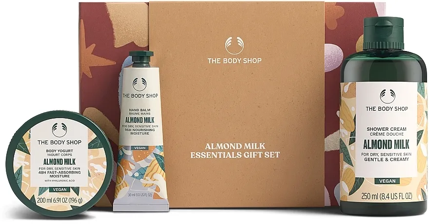 The Body Shop Almond Milk Essentials Gift Set (b/yogurt/250ml + sh/gel/250ml + h/cr/30ml) Poklon set Bademovo mleko