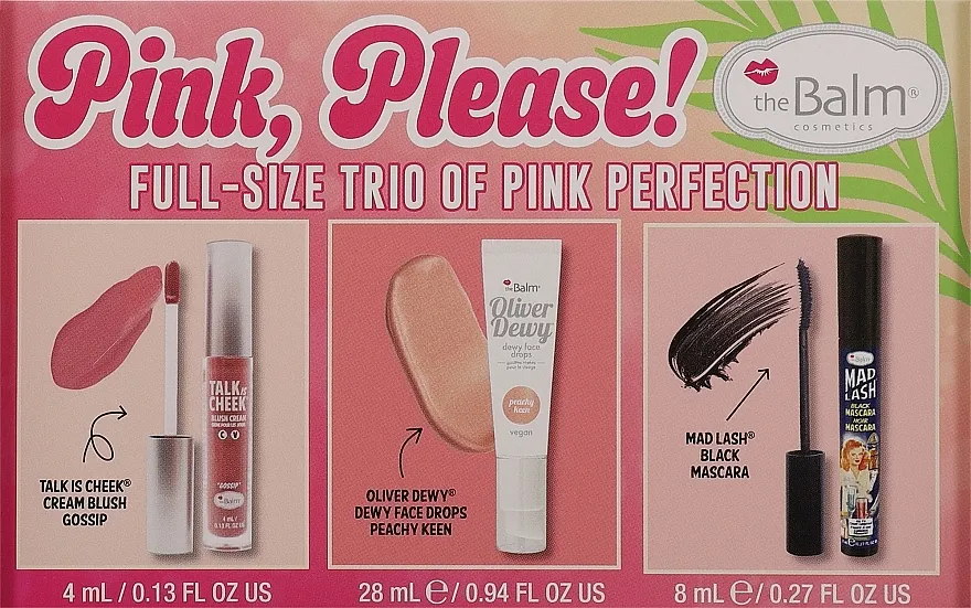 theBalm Holiday Kit Pink Please (blush/4ml + f/drops/28ml + mascara/8ml) Set