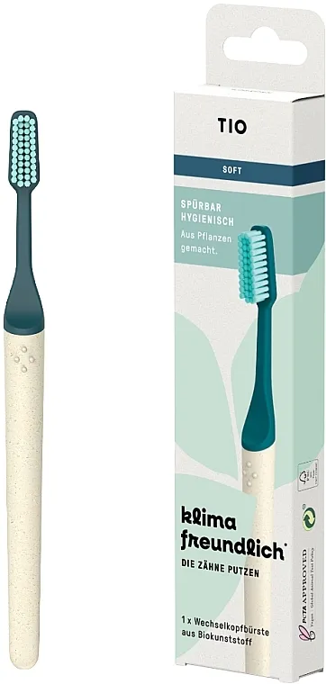 TIO Soft Climate Friendly Toothbrush Četkica za zube sa zamenljivom glavom, mekana, tirkizno-bež