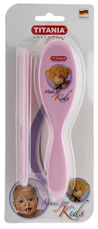 Titania Baby Set Pink (hairbrush/1pc + comb/1pc)