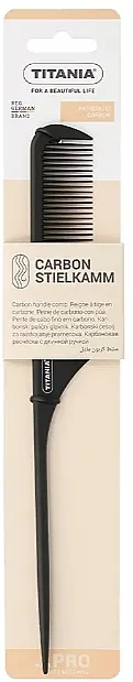 Titania Carbon Tail Comb Karbon češalj sa dugom drškom, 1808/C, 24 cm, za tapiranje i stilizovanje