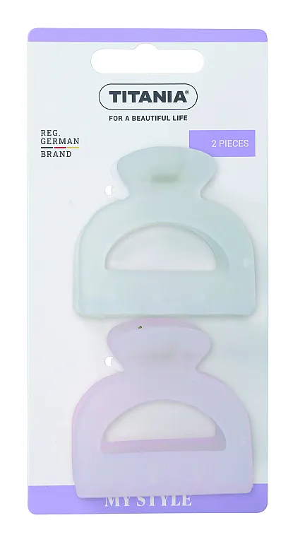 Titania Šnala za kosu, 5 cm, okrugla, mat, 2 kom., roze i mint