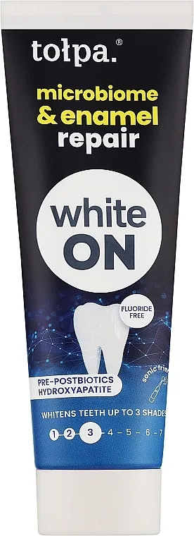 Tolpa White On Deep Microbiome &amp; Enamel Repair Toothpaste Izbeljujuća pasta za zube bez fluora