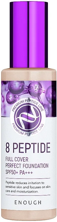 Tonirajuća krema sa peptidima Enough 8 Peptide Full Cover Perfect Foundation SPF50+ PA+++
