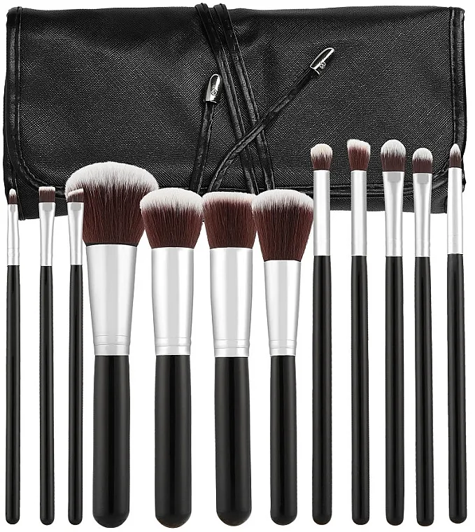 Tools For Beauty Set profesionalnih kistova za šminkanje, 12 kom, crni