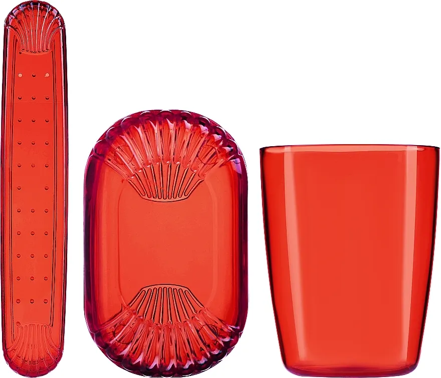 Top Choice Set (accessory/3pcs) Set toaletnih potrepština, 42058, providno crvena