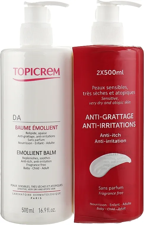 Topicrem DA Emollient Balm (b/balm/2 x 500ml) Set