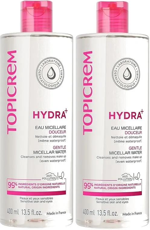 Topicrem Hydra+ Gentle Micellar Water Duo (micell/water/2x400ml) Set