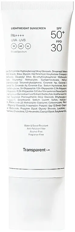 Transparent Lab Lightweight Sunscreen SPF50+ Krema za zaštitu lica od sunca