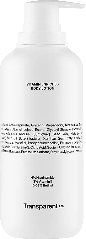 Transparent Lab Vitamin Enriched Body Lotion Vitaminski balzam za telo