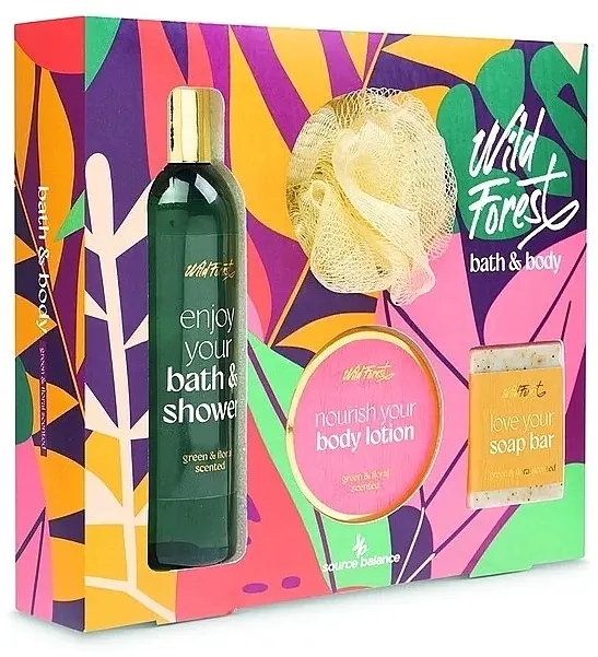 Treffina Wild Forest Bath &amp; Body Set (sh/gel/150ml + lot/80ml + soap/80g + washcloth)