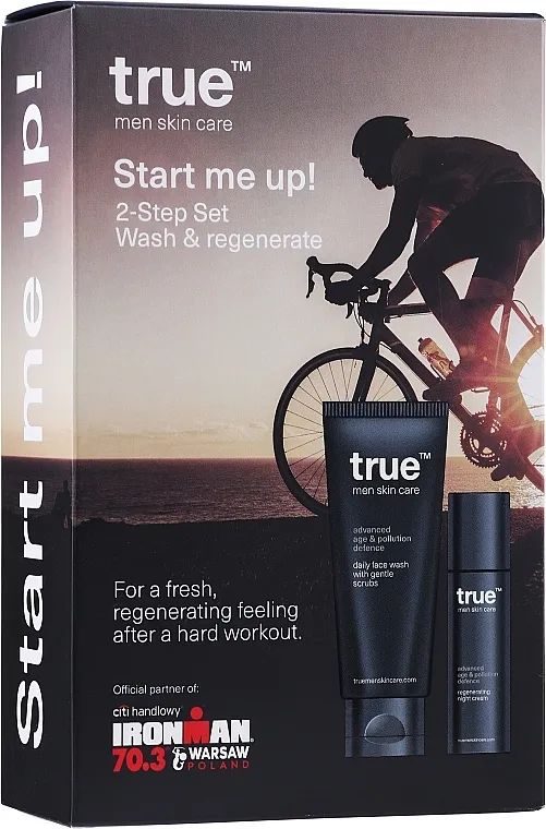 True Men Skin Care Advanced Age &amp; Pollution Defence Start Me UP! (f/cr/50ml + f/gel/200ml + bag/1pc) Set