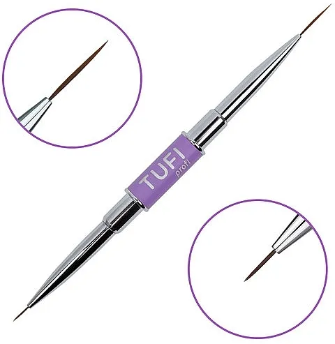 Tufi Profi Double-Ended Liner Brush For Manicure 7mm / 15mm Dvostrana četkica za manikir, lajner 7mm/15mm
